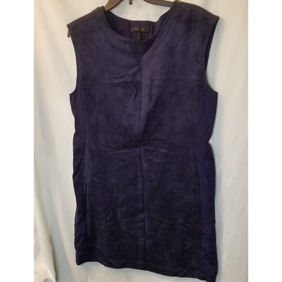 BCBG Max Azria "Karlee" Navy Blue Vegan Suede Mini Dress, Size Large - Picture 2 of 11